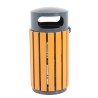 Vue de face de la Poubelle extérieure ronde en bois composite 30 L