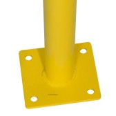 Vue de la fixation de la barrière de sécurité industrielle jaune et noire diam.60 mm