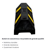 zoom sur le matériau du butoir de stationnement anti choc caoutchouc 900 mm