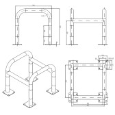 Schéma de l'étrier modulable sur platines L600 x L600 x H600 mm